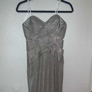 Strapless shimmery silver dress